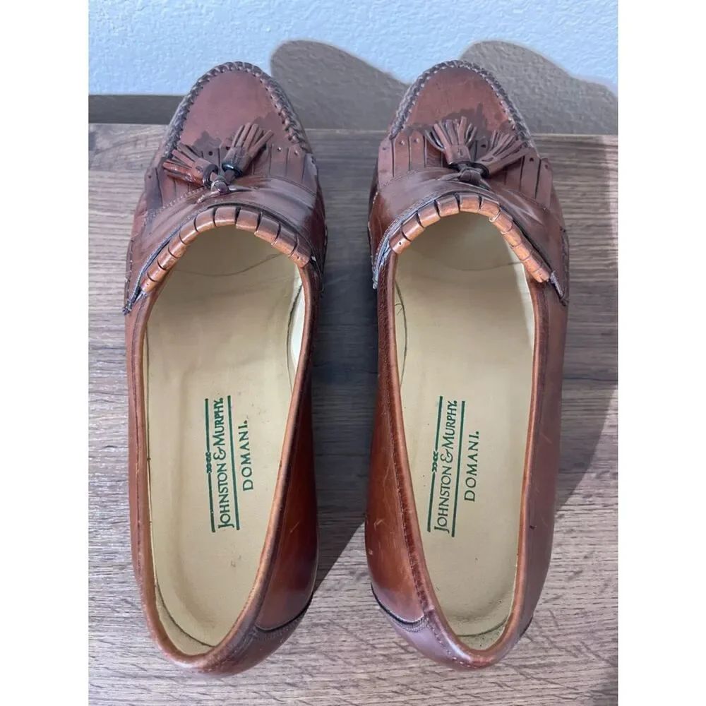 Johnston & Murphy Brown Leather Tassel Moc Toe Loafers